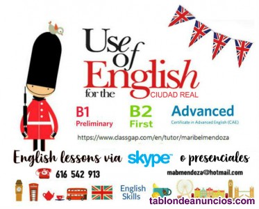 Clases individuales de REPHRASING-USE OF ENGLISH en Ciudad Real curso 2024-2025