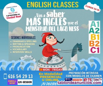 Clases de ingls individuales online/presencial