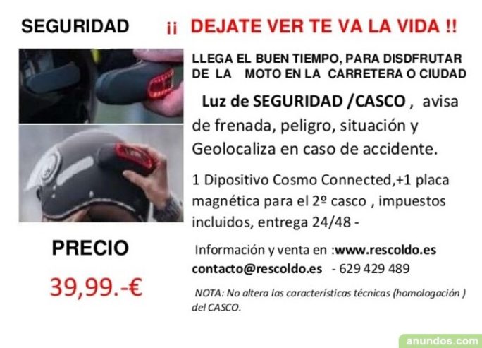 LUZ DE SEGURIDAD PARA MOTERoS Y PATINETES